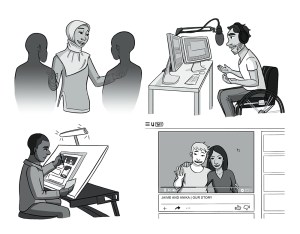 Image by Jessica Trevino - part of the DrawTheLine project at www.drawthelinecomics.com